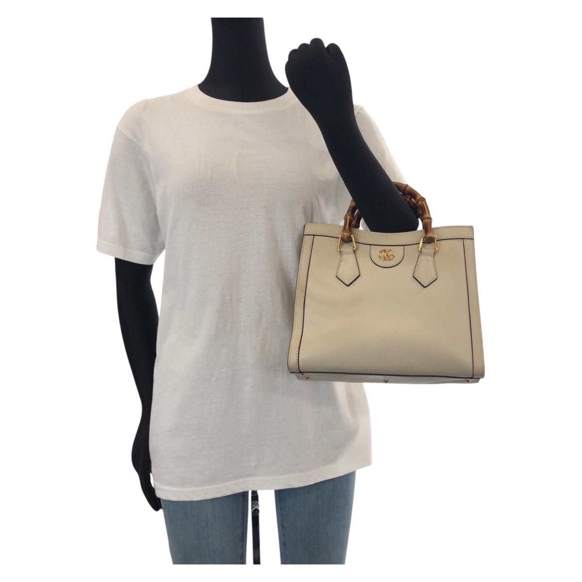 14462
GUCCI グッチ バンブー ダイアナ スモール ホワイト ゴールド金具 レザー 660195 トートバッグ ショルダーバッグ 2way  レディース