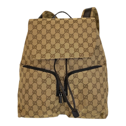 14463
GUCCI グッチ ベージュ ブラウン GGキャンバス / レザー 003 0238 リュック バックパック  レディース