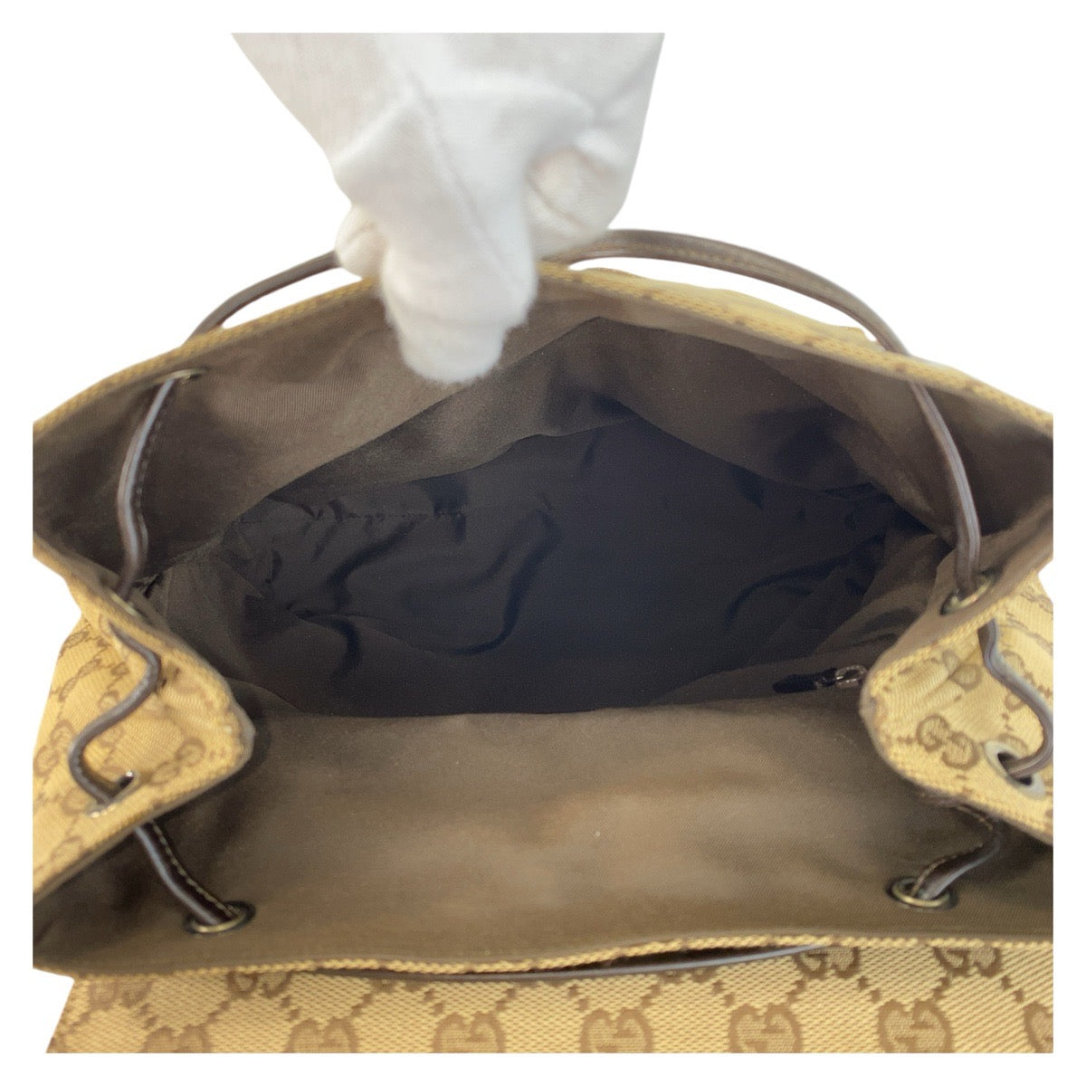 14463
GUCCI グッチ ベージュ ブラウン GGキャンバス / レザー 003 0238 リュック バックパック  レディース