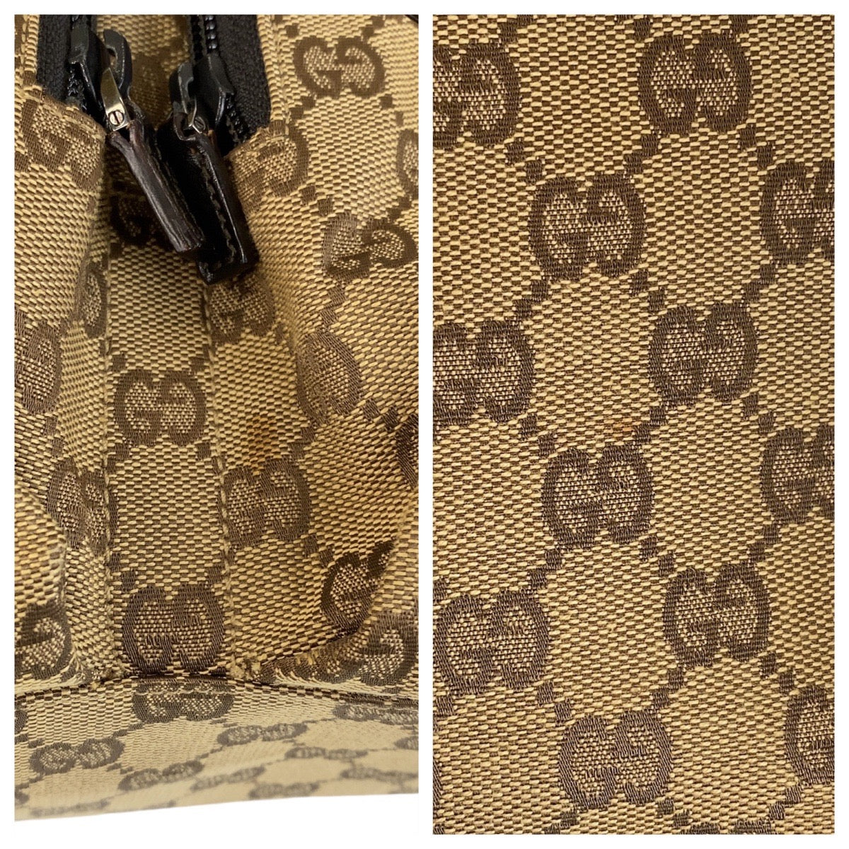 14463
GUCCI グッチ ベージュ ブラウン GGキャンバス / レザー 003 0238 リュック バックパック  レディース