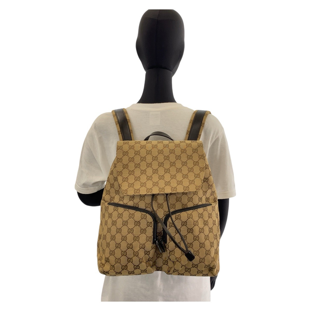 14463
GUCCI グッチ ベージュ ブラウン GGキャンバス / レザー 003 0238 リュック バックパック  レディース