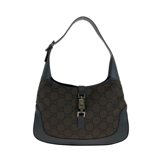 13946
GUCCI グッチ ジャッキー ブラウン ブラック シルバー金具 GGキャンバス 001 3306 ホーボー ショルダーバッグ 肩掛け  レディース