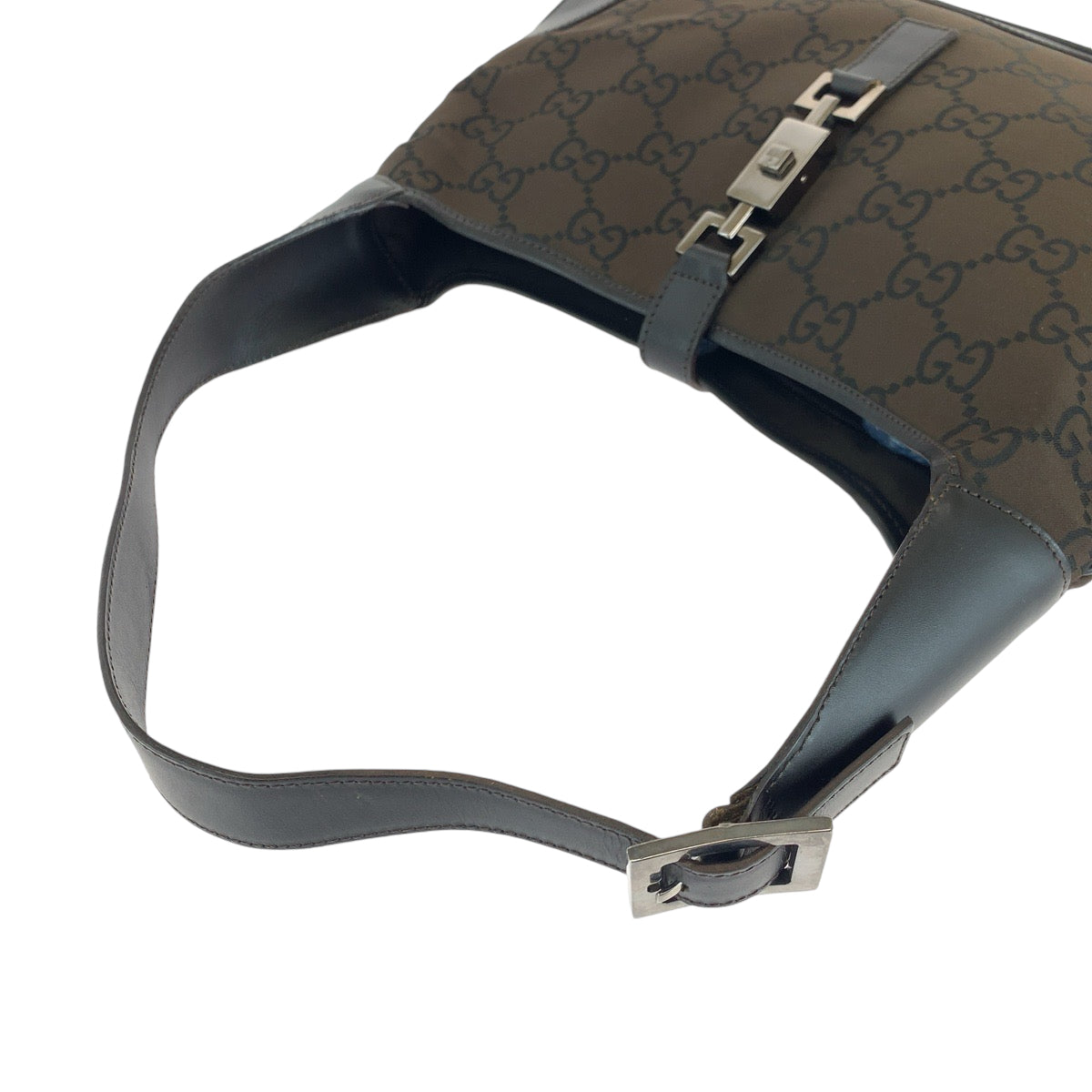13946
GUCCI グッチ ジャッキー ブラウン ブラック シルバー金具 GGキャンバス 001 3306 ホーボー ショルダーバッグ 肩掛け  レディース
