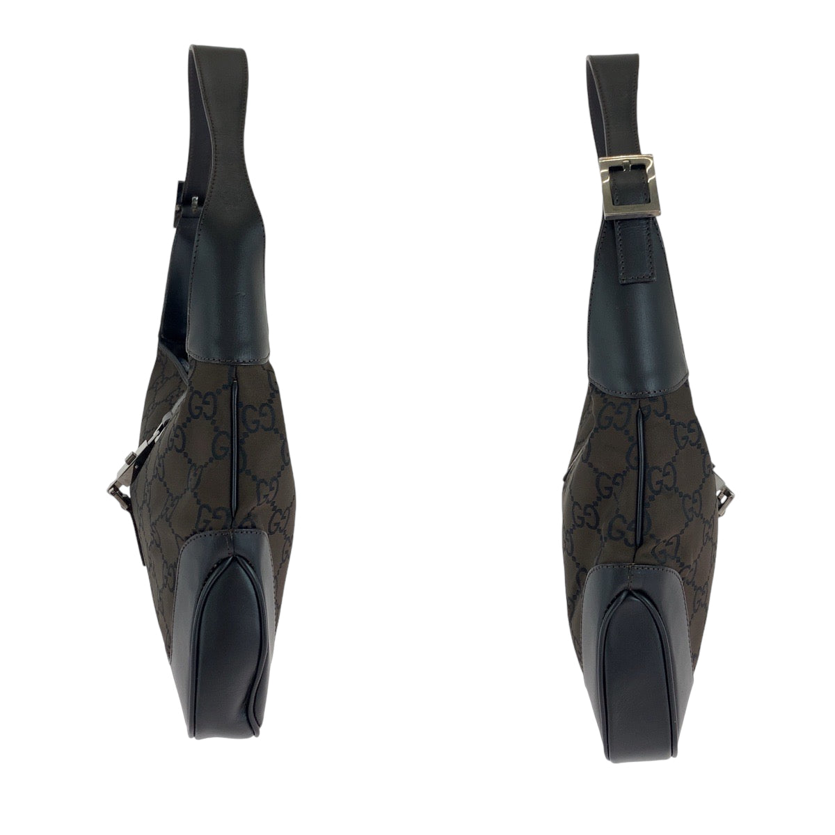 13946
GUCCI グッチ ジャッキー ブラウン ブラック シルバー金具 GGキャンバス 001 3306 ホーボー ショルダーバッグ 肩掛け  レディース