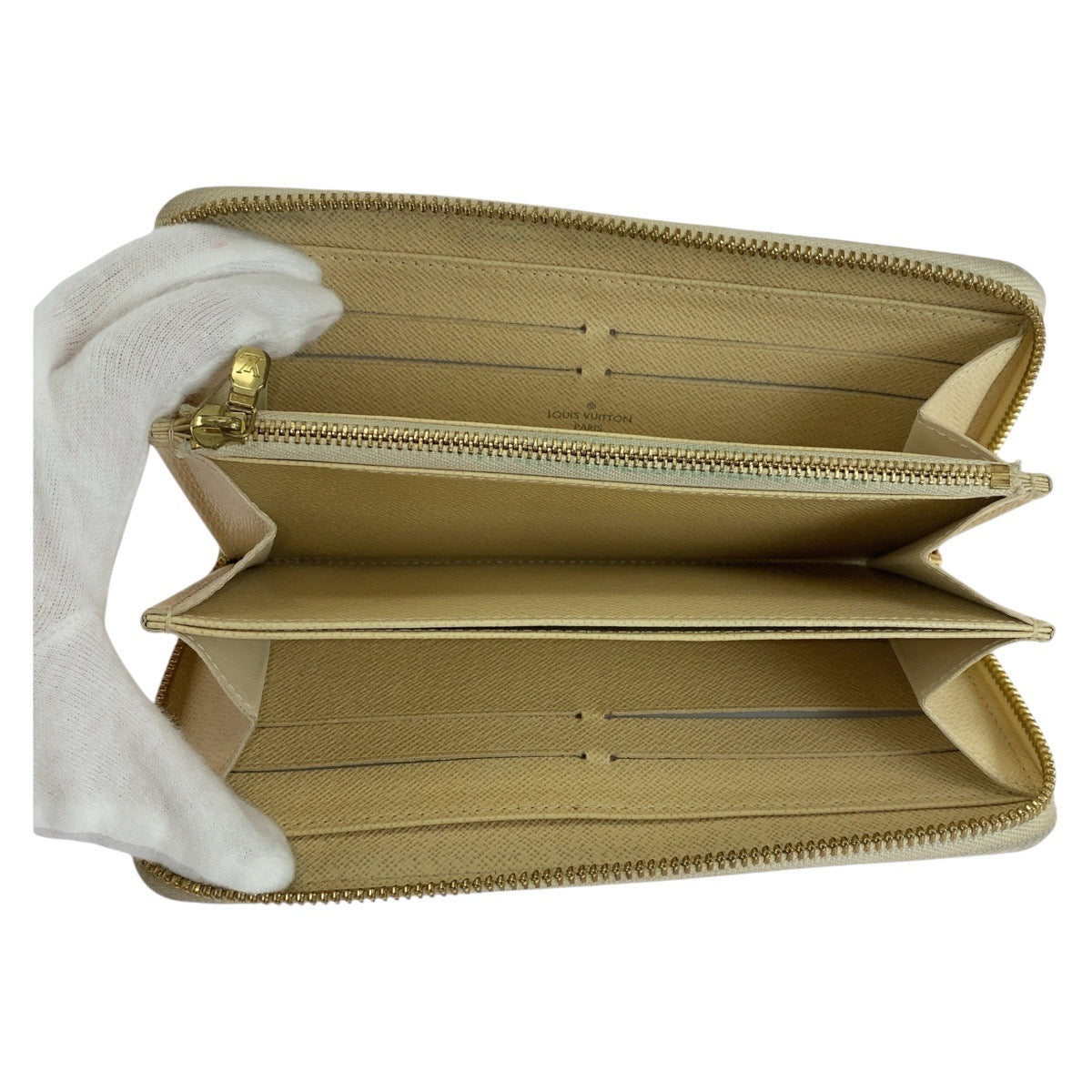 13948
LOUIS VUITTON ルイヴィトン ダミエ アズール ジッピーウォレット アイボリー ゴールド金具 PVC N60019 ロングウォレット  レディース