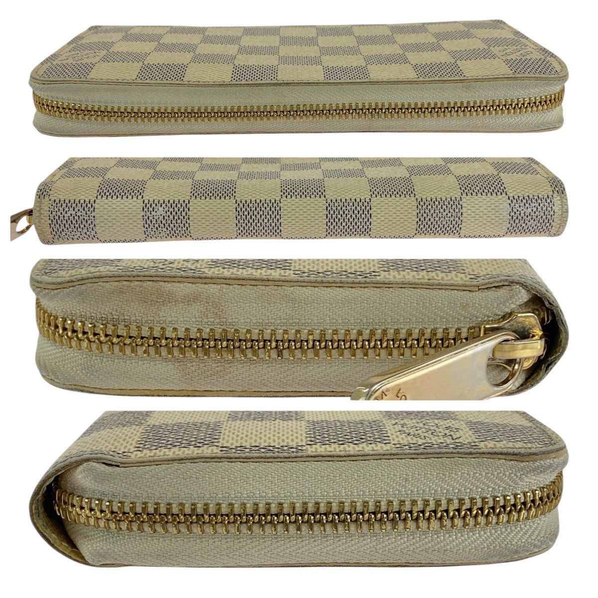 13948
LOUIS VUITTON ルイヴィトン ダミエ アズール ジッピーウォレット アイボリー ゴールド金具 PVC N60019 ロングウォレット  レディース