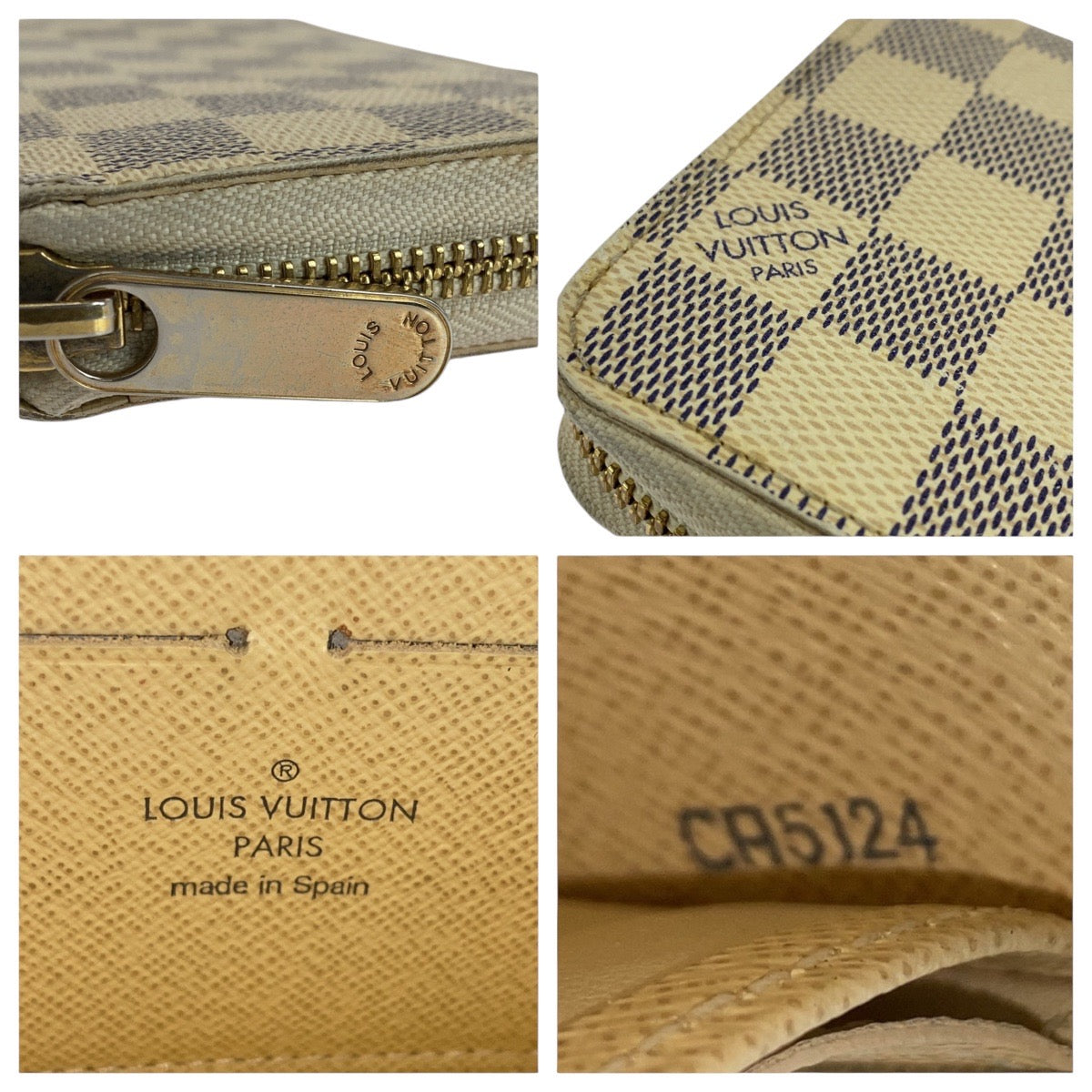 13948
LOUIS VUITTON ルイヴィトン ダミエ アズール ジッピーウォレット アイボリー ゴールド金具 PVC N60019 ロングウォレット  レディース