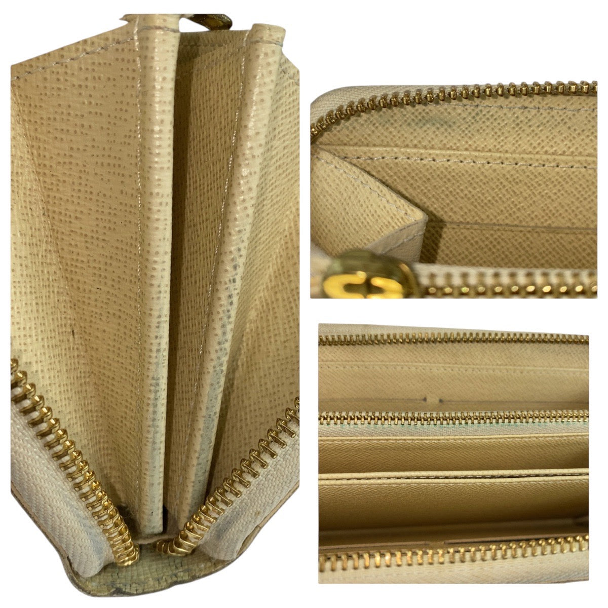 13948
LOUIS VUITTON ルイヴィトン ダミエ アズール ジッピーウォレット アイボリー ゴールド金具 PVC N60019 ロングウォレット  レディース