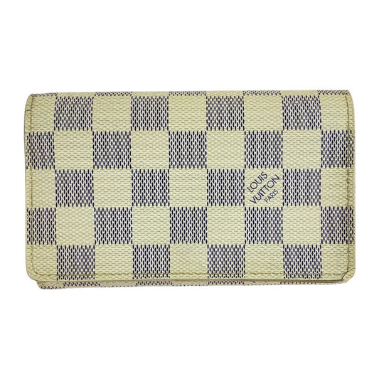 14465
LOUIS VUITTON ルイヴィトン ダミエアズール ポルトフォイユ トレゾール ホワイト グレー PVC N61744 折財布 コンパクトウォレット  レディース