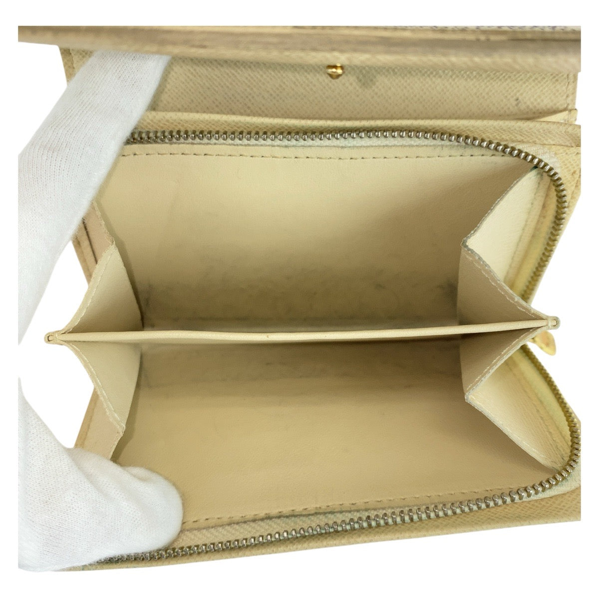 14465
LOUIS VUITTON ルイヴィトン ダミエアズール ポルトフォイユ トレゾール ホワイト グレー PVC N61744 折財布 コンパクトウォレット  レディース