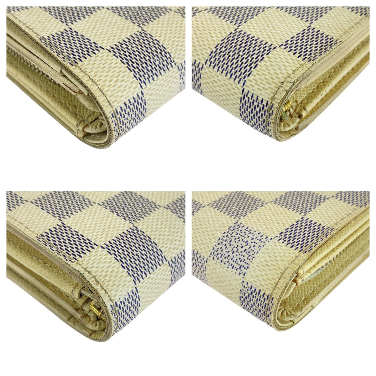 14465
LOUIS VUITTON ルイヴィトン ダミエアズール ポルトフォイユ トレゾール ホワイト グレー PVC N61744 折財布 コンパクトウォレット  レディース