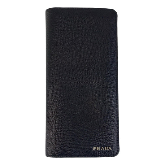 13949
PRADA プラダ サフィアーノ ブラック 黒 シルバー金具 レザー 長財布 ロングウォレット  メンズ