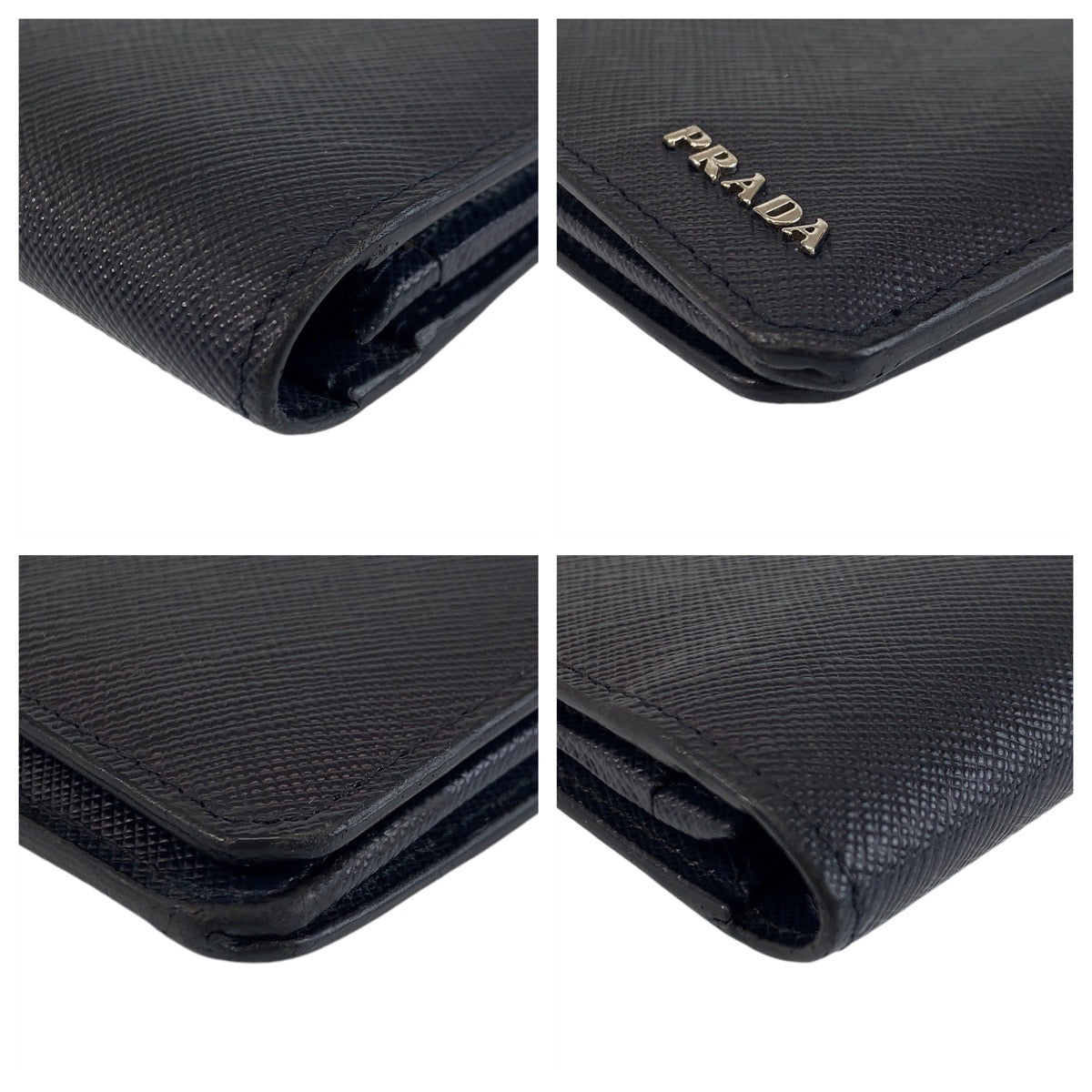 13949
PRADA プラダ サフィアーノ ブラック 黒 シルバー金具 レザー 長財布 ロングウォレット  メンズ