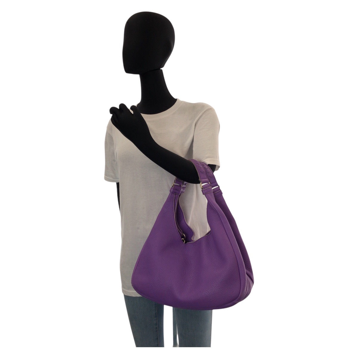 13951
BOTTEGAVENETA ボッテガヴェネタ イントレチャート ホーボー パープル シルバー金具 レザー ショルダーバッグ  レディース ABP48