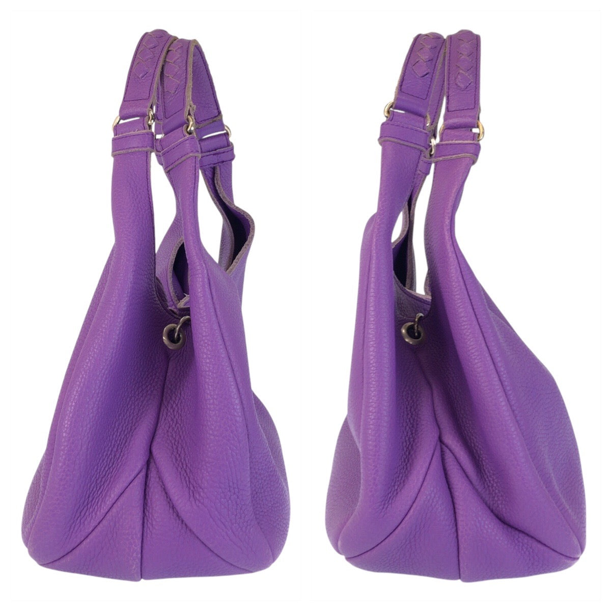 13951
BOTTEGAVENETA ボッテガヴェネタ イントレチャート ホーボー パープル シルバー金具 レザー ショルダーバッグ  レディース ABP48