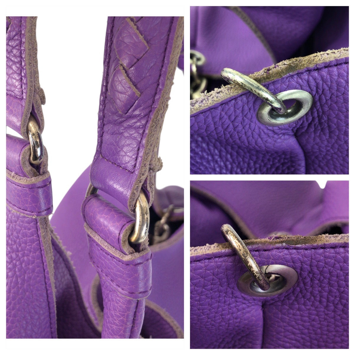 13951
BOTTEGAVENETA ボッテガヴェネタ イントレチャート ホーボー パープル シルバー金具 レザー ショルダーバッグ  レディース ABP48