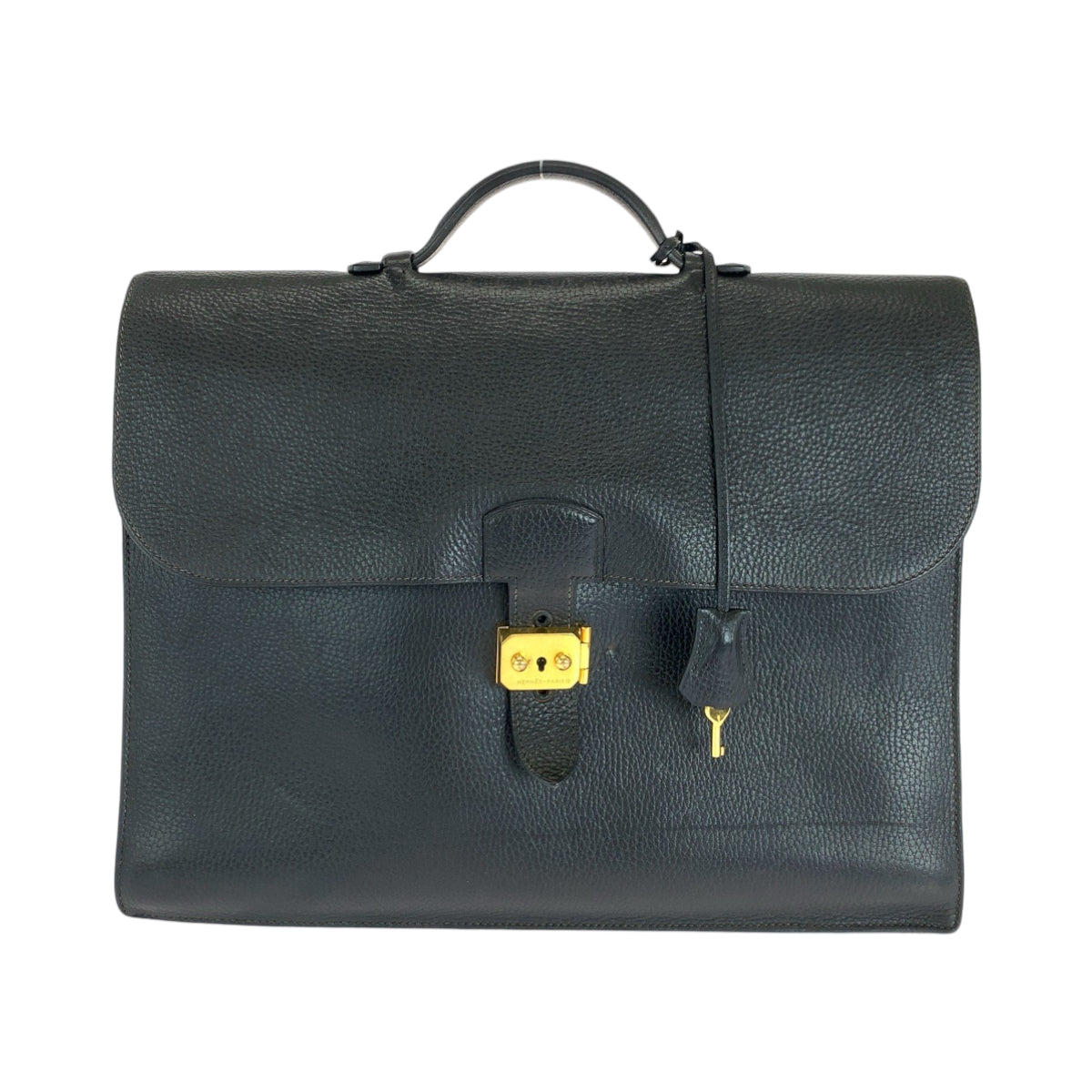 13953
HERMES エルメス ヴィンテージ サックアデペッシュ38 ブラック 黒 ゴールド金具 アルデンヌ ビジネスバッグ ブリーフケース ○X刻印  メンズ