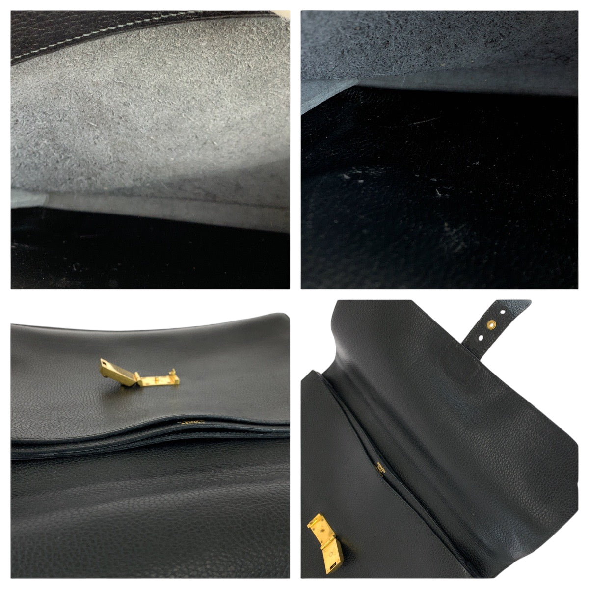 13953
HERMES エルメス ヴィンテージ サックアデペッシュ38 ブラック 黒 ゴールド金具 アルデンヌ ビジネスバッグ ブリーフケース ○X刻印  メンズ