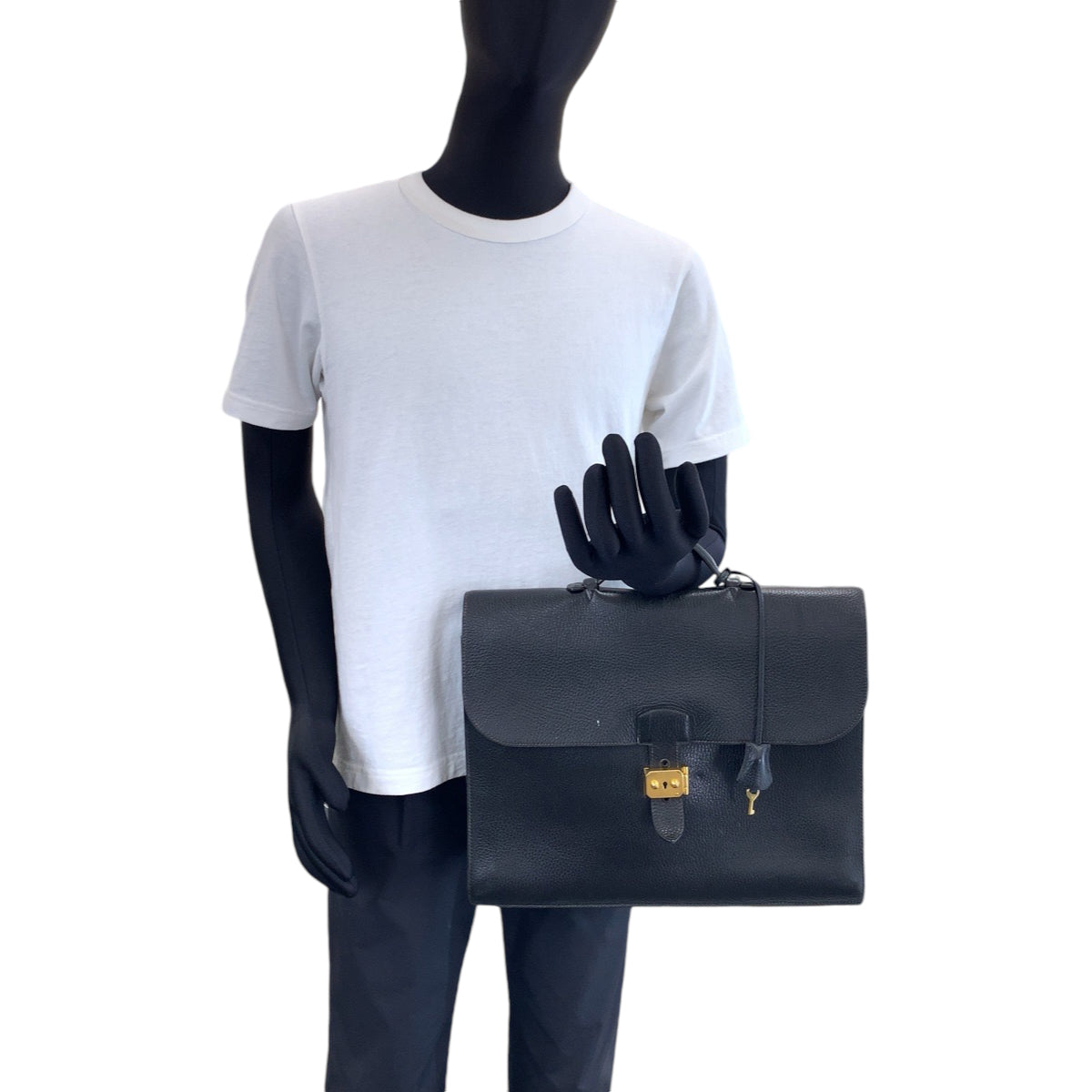13953
HERMES エルメス ヴィンテージ サックアデペッシュ38 ブラック 黒 ゴールド金具 アルデンヌ ビジネスバッグ ブリーフケース ○X刻印  メンズ