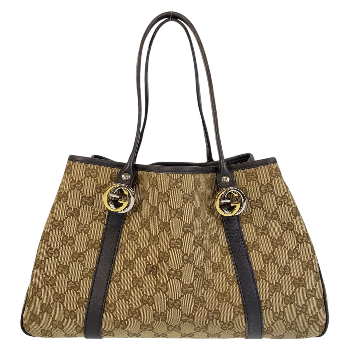 14468
GUCCI グッチ ベージュ ブラウン GGキャンバス / レザー 232957 トートバッグ ショルダーバッグ  レディース