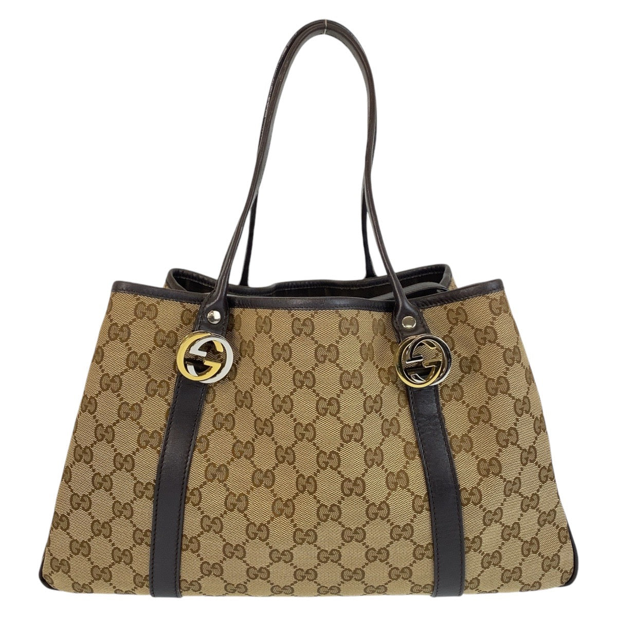 14468
GUCCI グッチ ベージュ ブラウン GGキャンバス / レザー 232957 トートバッグ ショルダーバッグ  レディース