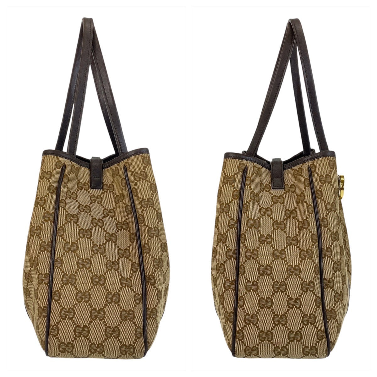 14468
GUCCI グッチ ベージュ ブラウン GGキャンバス / レザー 232957 トートバッグ ショルダーバッグ  レディース