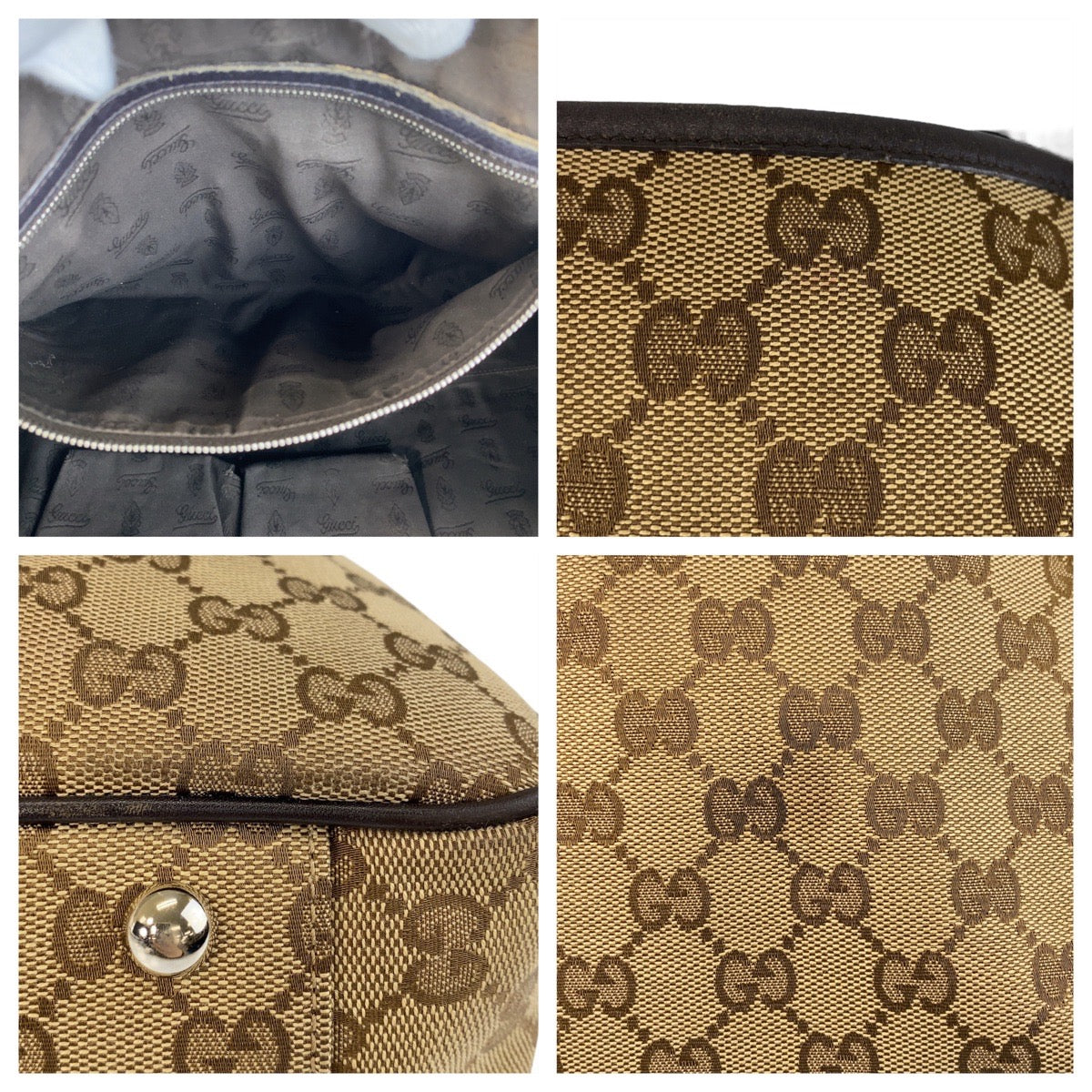 14468
GUCCI グッチ ベージュ ブラウン GGキャンバス / レザー 232957 トートバッグ ショルダーバッグ  レディース