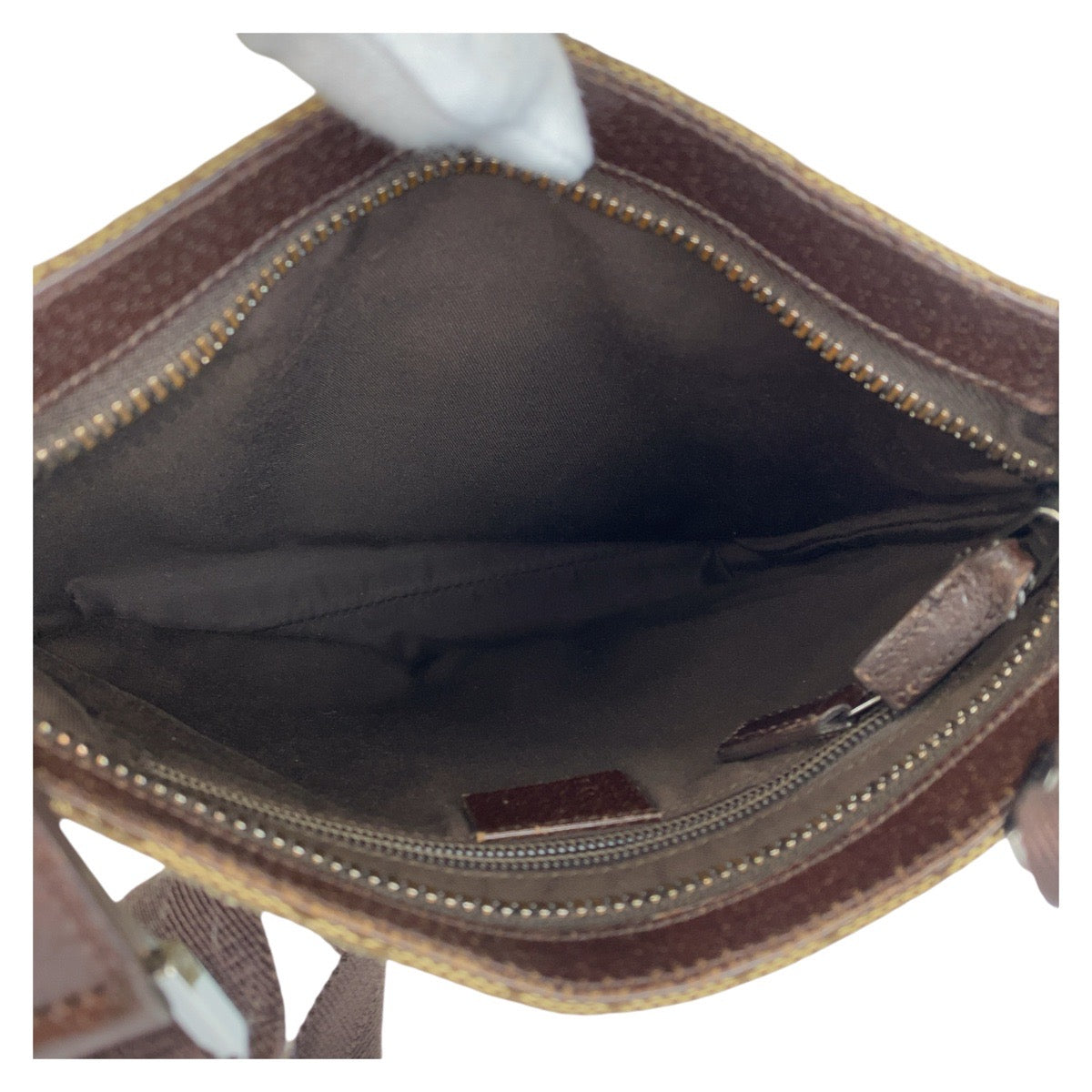 14469
GUCCI グッチ ブラウン シルバー金具 GGキャンバス / レザー ショルダーバッグ メッセンジャーバッグ  レディース