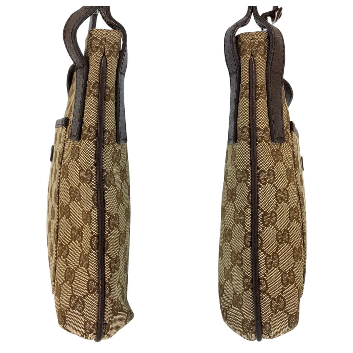 14469
GUCCI グッチ ブラウン シルバー金具 GGキャンバス / レザー ショルダーバッグ メッセンジャーバッグ  レディース