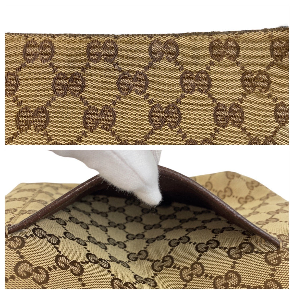 14469
GUCCI グッチ ブラウン シルバー金具 GGキャンバス / レザー ショルダーバッグ メッセンジャーバッグ  レディース