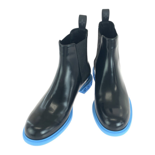 13955
 LOUIS VUITTON Louis Vuitton Monogram Formal Dimension Line Size 8 1/2 Black Blue Leather Side Gore Short Boots Men's