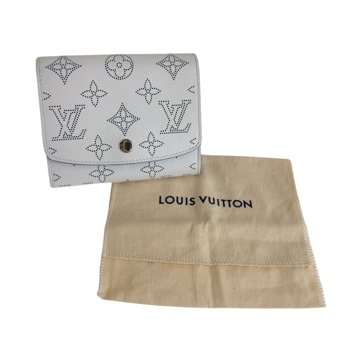 13957
LOUIS VUITTON ルイヴィトン マヒナ ポルトフォイユ イリス コンパクト ホワイト ブルー シルバー金具 レザー M69213 折財布 コンパクトウォレット  レディース