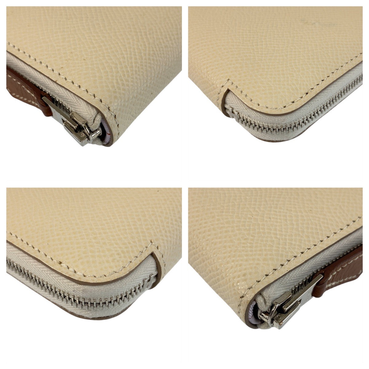 15674
HERMES エルメス アザップ シルクイン コンパクト クレ ホワイト モーヴ シルバー金具 ヴォーエプソン / シルク 折財布 コンパクトウォレット s刻印  レディース