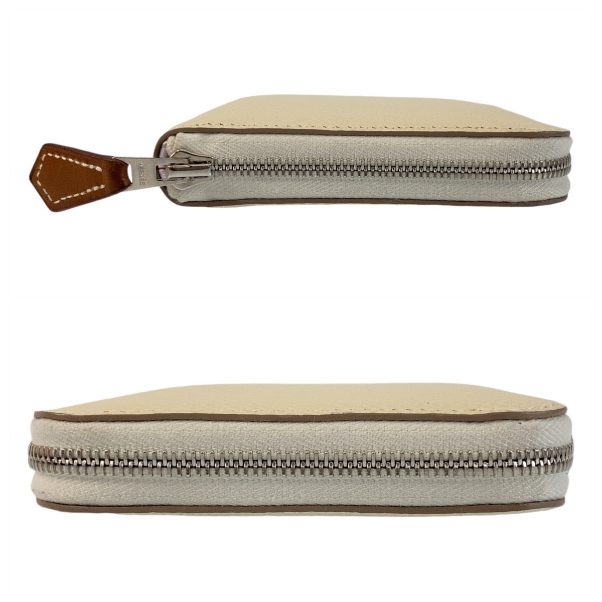 15674
HERMES エルメス アザップ シルクイン コンパクト クレ ホワイト モーヴ シルバー金具 ヴォーエプソン / シルク 折財布 コンパクトウォレット s刻印  レディース