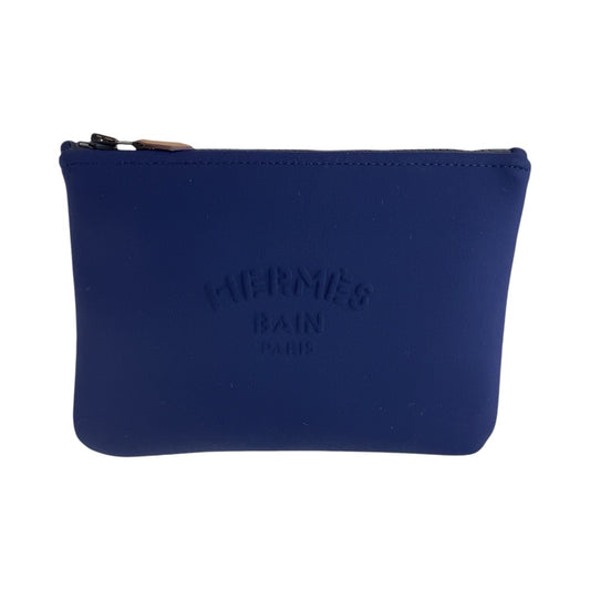 13958
HERMES エルメス ネオバンPM ブルーマリン ブルー ポリアミド ポーチ  レディース