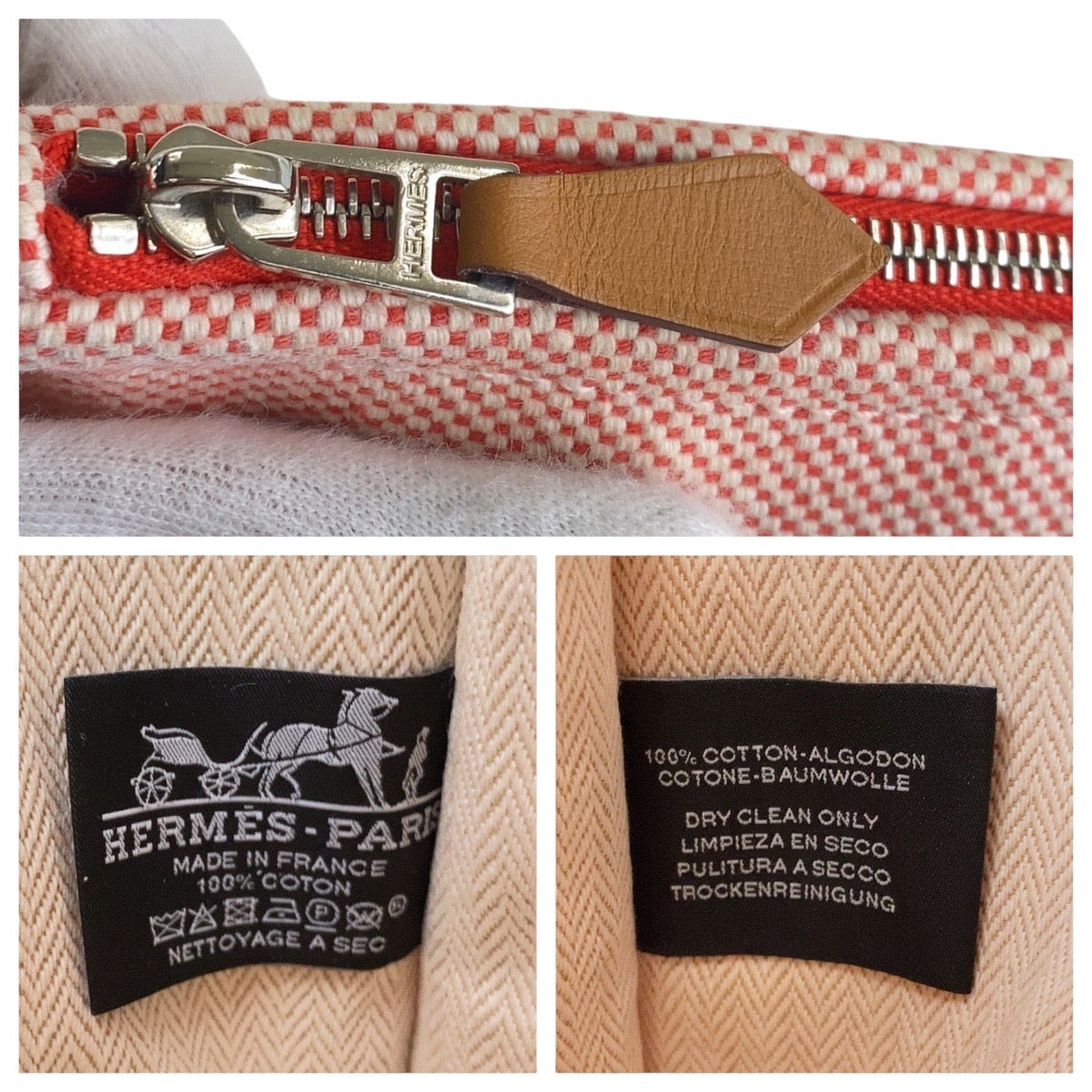 13959
HERMES エルメス Hティサージュ ヴァーミリオン ピンク シルバー金具 トワルアッシュ クラッチバッグ ポーチ  レディース
