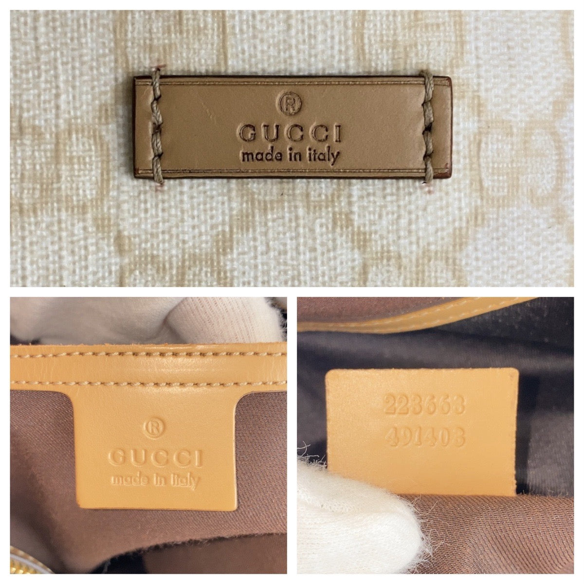 13961
GUCCI グッチ ホワイト ベージュ ゴールド金具 GGスプリームキャンバス / レザー 223668 トートバッグ ショルダーバッグ  レディース