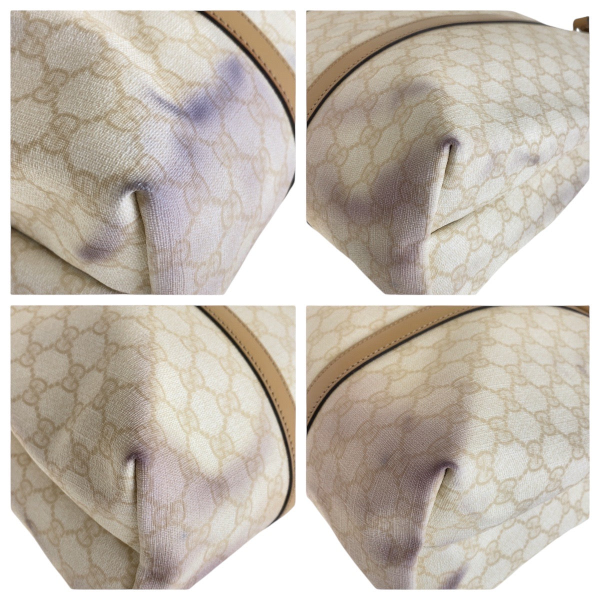 13961
GUCCI グッチ ホワイト ベージュ ゴールド金具 GGスプリームキャンバス / レザー 223668 トートバッグ ショルダーバッグ  レディース