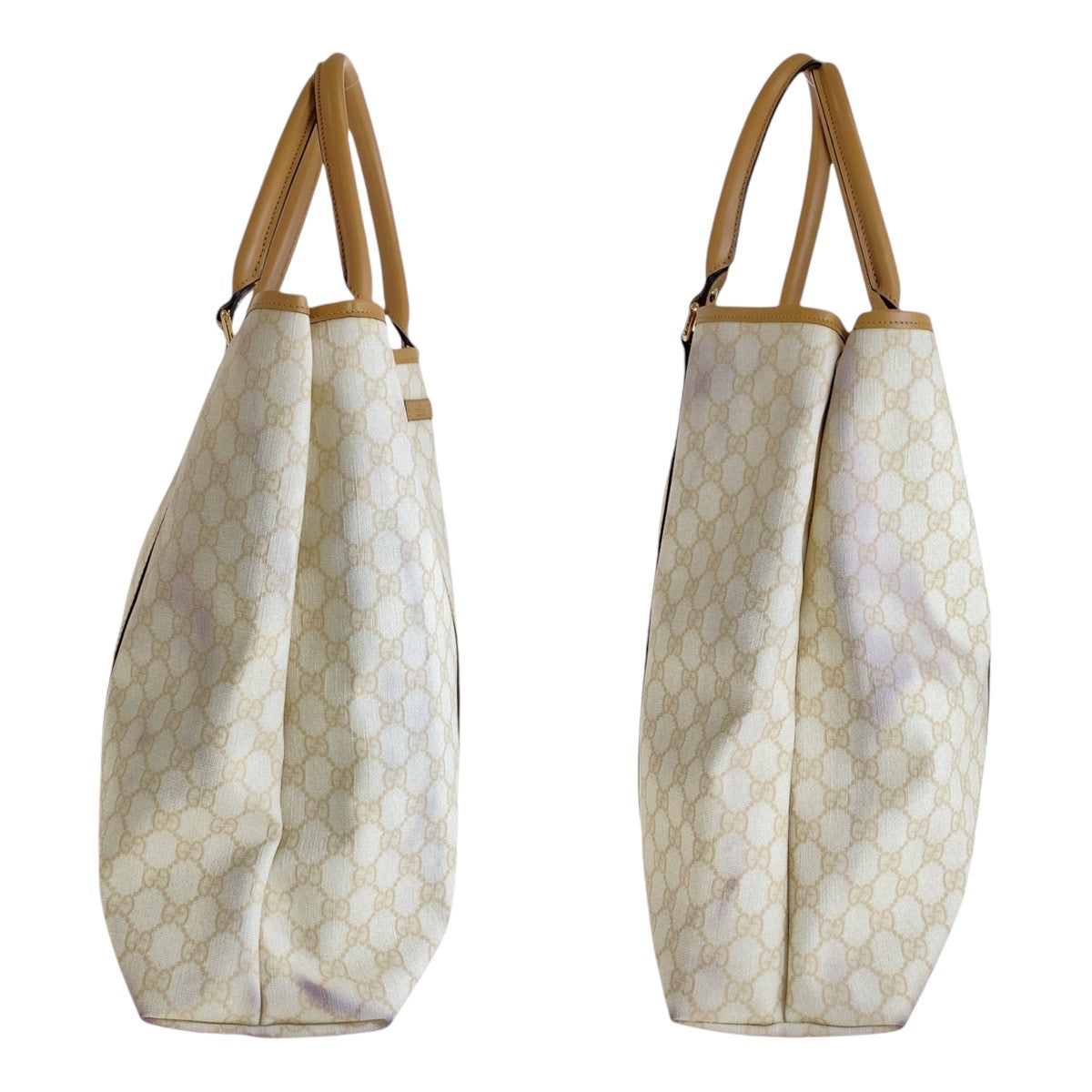 13961
GUCCI グッチ ホワイト ベージュ ゴールド金具 GGスプリームキャンバス / レザー 223668 トートバッグ ショルダーバッグ  レディース