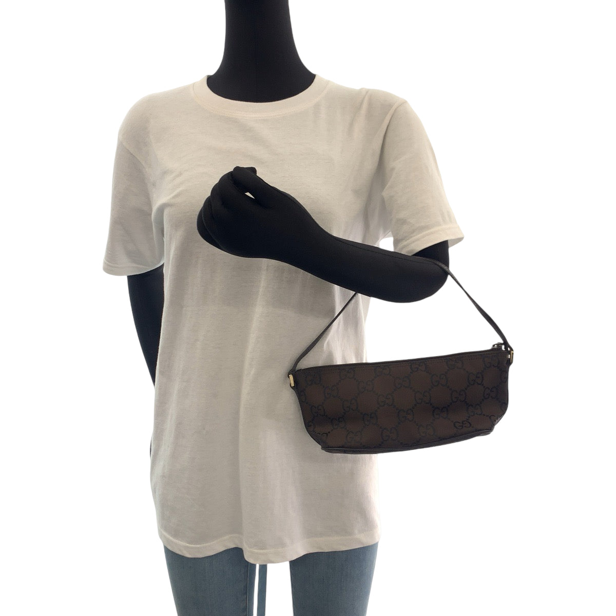 14474
GUCCI グッチ ブラウン シルバー金具 キャンバス 257300 ハンドバッグ アクセサリーポーチ  レディース