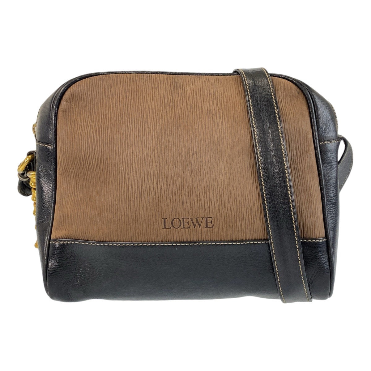 14475
LOEWE ロエベ ヴィンテージ ベラスケス ブラウン ブラック 黒 ゴールド金具 レザー 斜め掛け ショルダーバッグ メッセンジャーバッグ  レディース