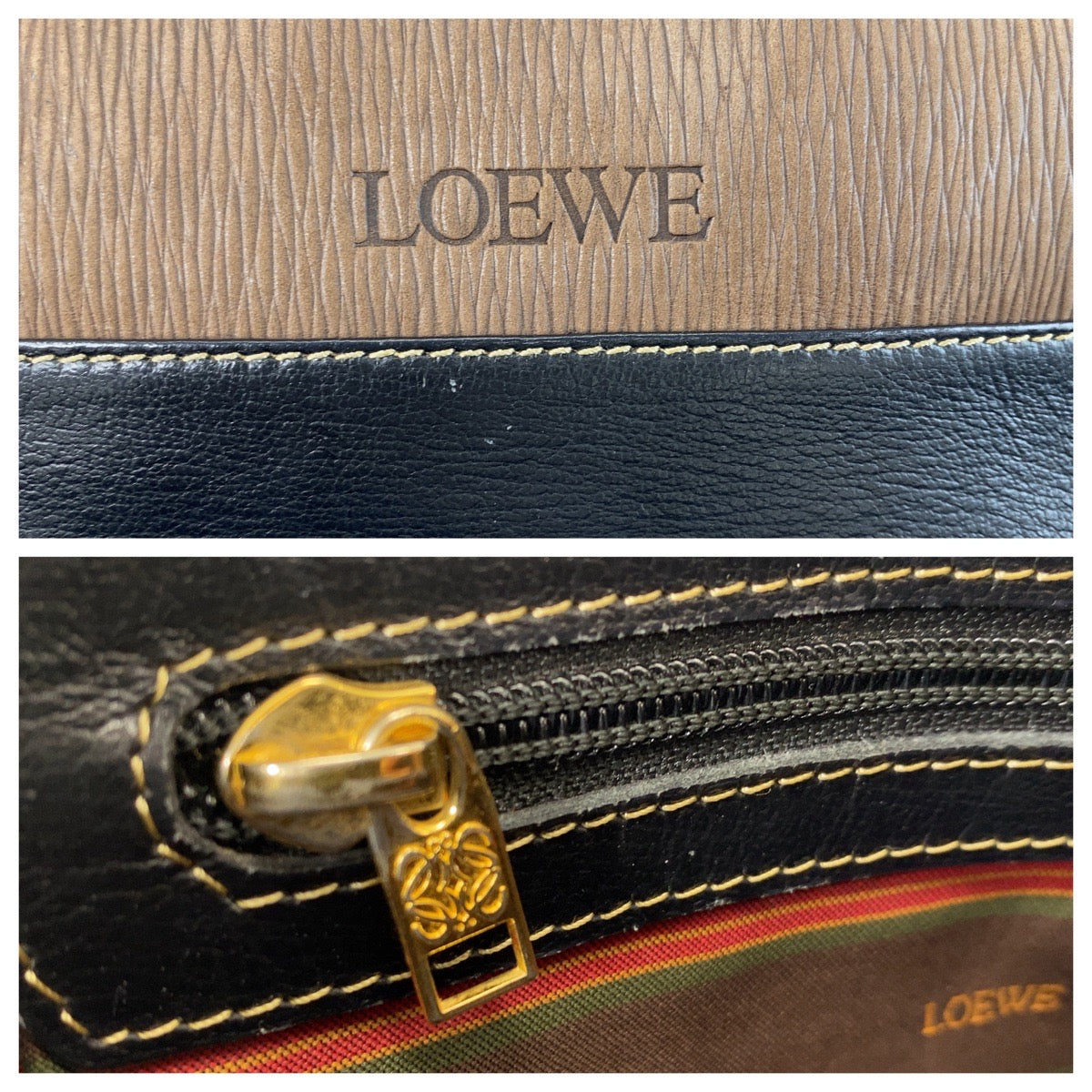 14475
LOEWE ロエベ ヴィンテージ ベラスケス ブラウン ブラック 黒 ゴールド金具 レザー 斜め掛け ショルダーバッグ メッセンジャーバッグ  レディース
