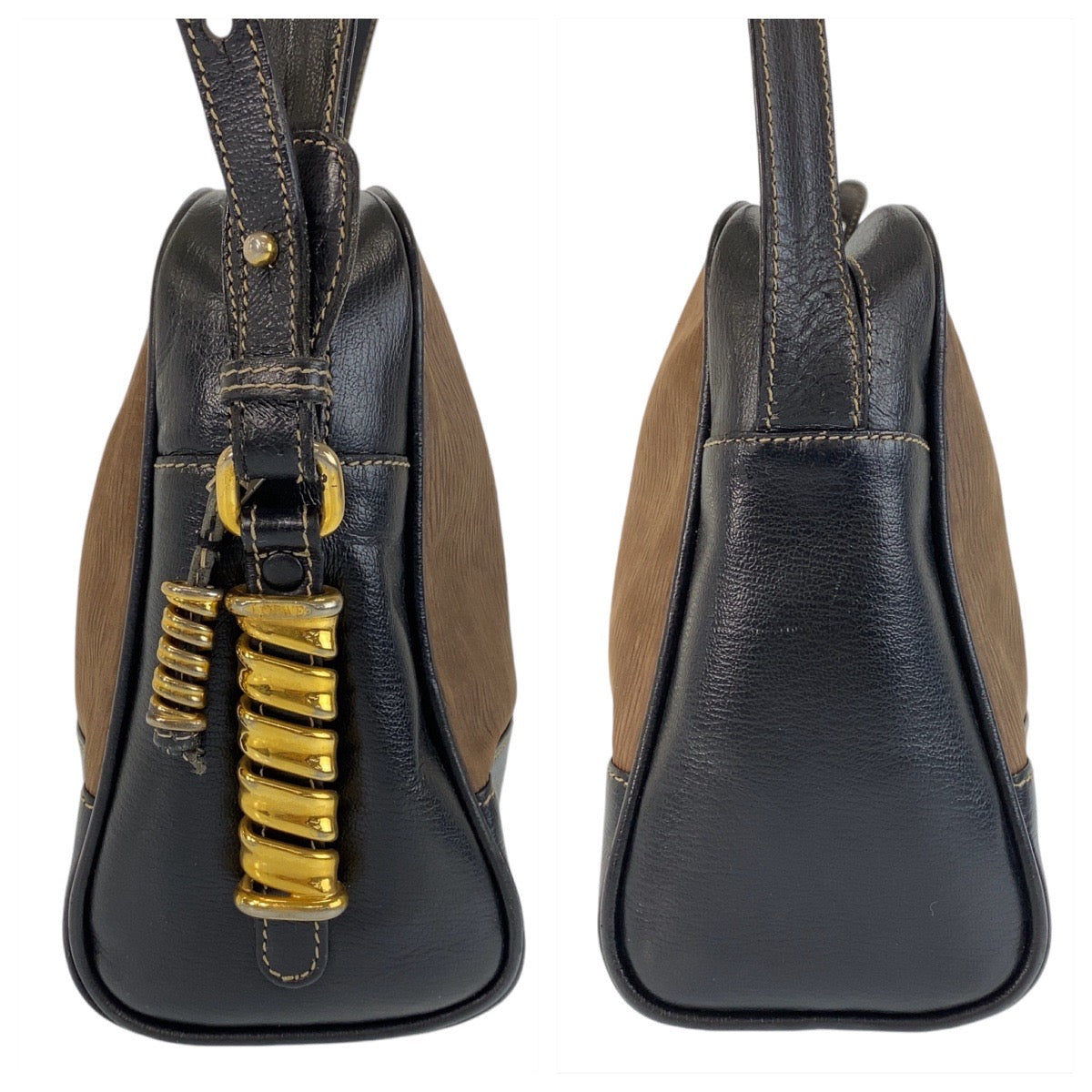14475
LOEWE ロエベ ヴィンテージ ベラスケス ブラウン ブラック 黒 ゴールド金具 レザー 斜め掛け ショルダーバッグ メッセンジャーバッグ  レディース