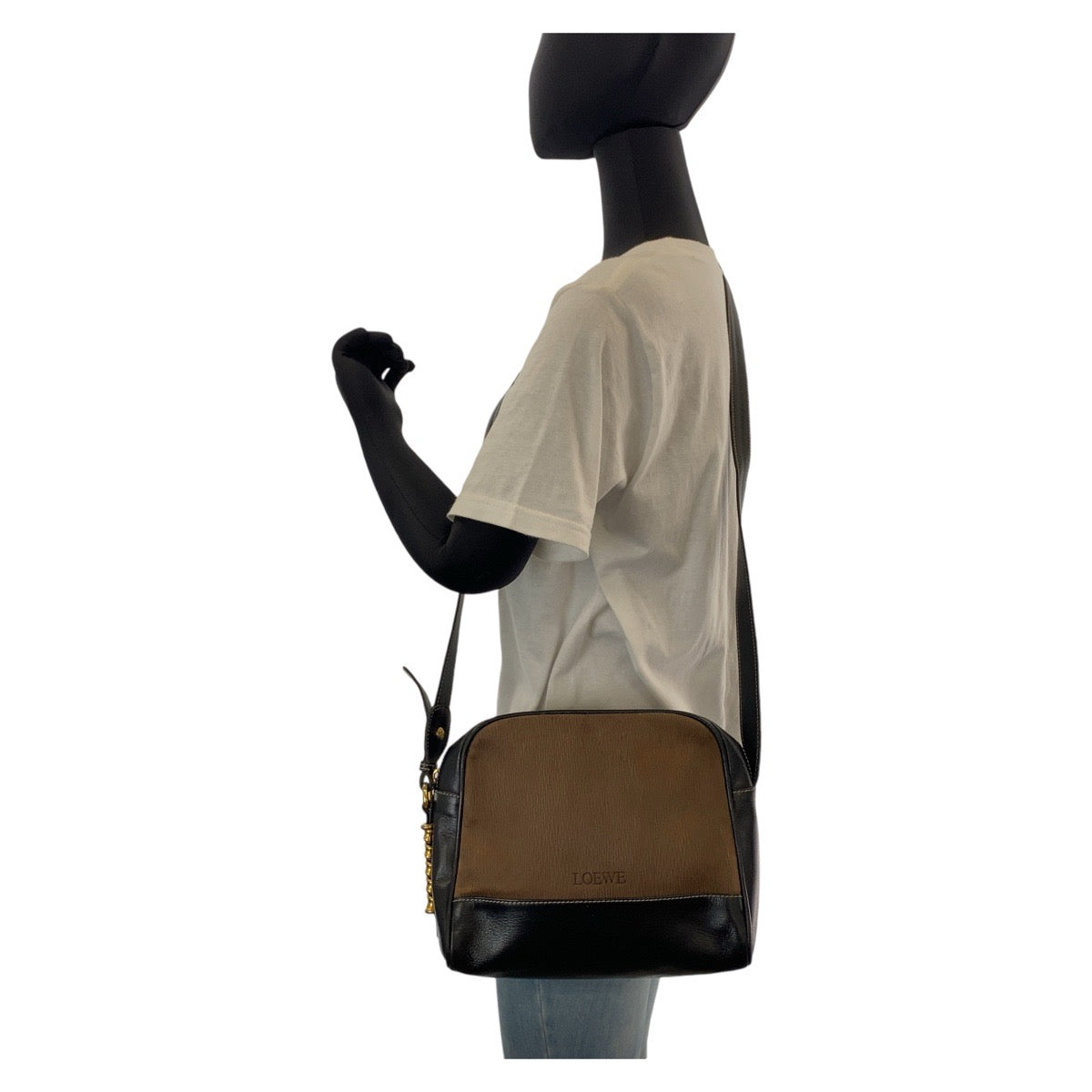 14475
LOEWE ロエベ ヴィンテージ ベラスケス ブラウン ブラック 黒 ゴールド金具 レザー 斜め掛け ショルダーバッグ メッセンジャーバッグ  レディース