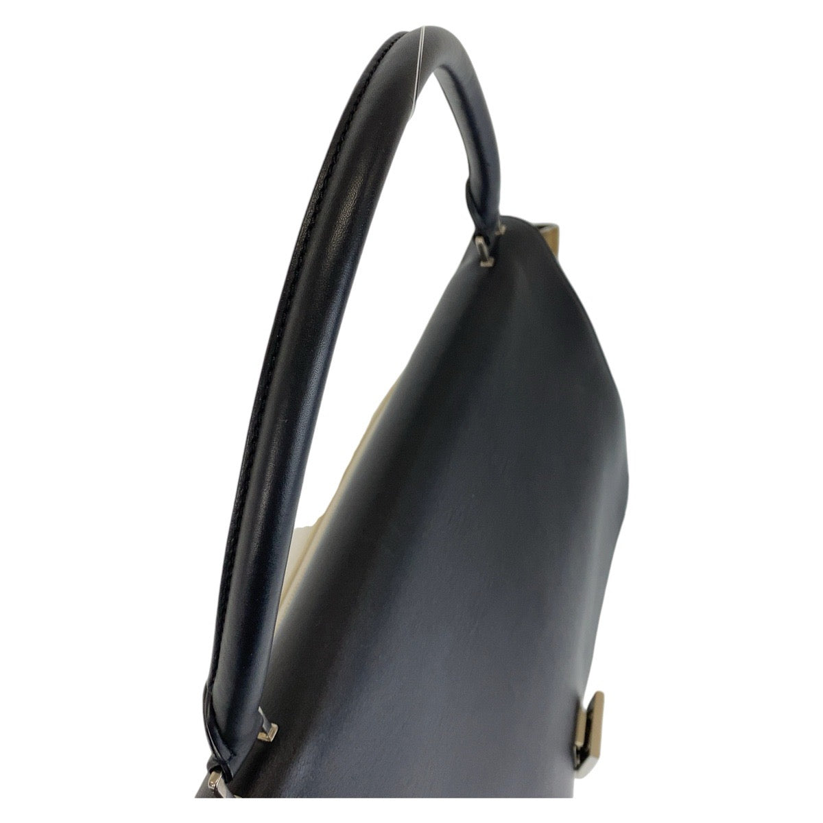 13963
CELINE セリーヌ トラペーズ ブラック ホワイト カーキ レザー / スウェード ハンドバッグ ショルダーバッグ  レディース
