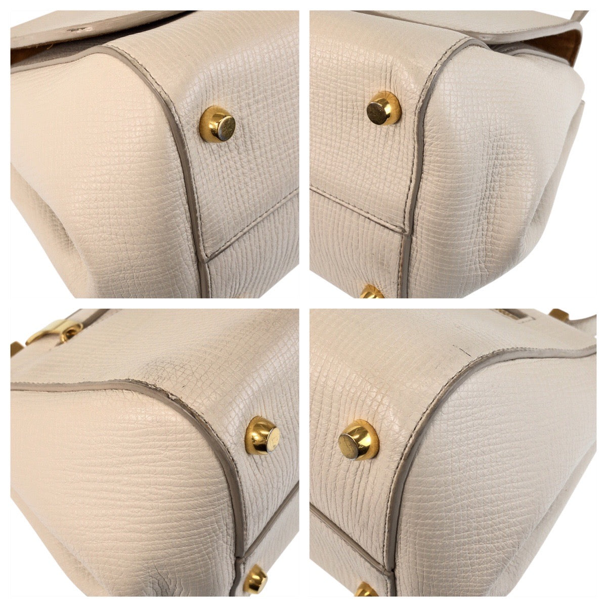 13964
BOTTEGAVENETA ボッテガヴェネタ ザ アングル パラメラート アイボリー ゴールド金具 レザー ショルダーバッグ  レディース A44