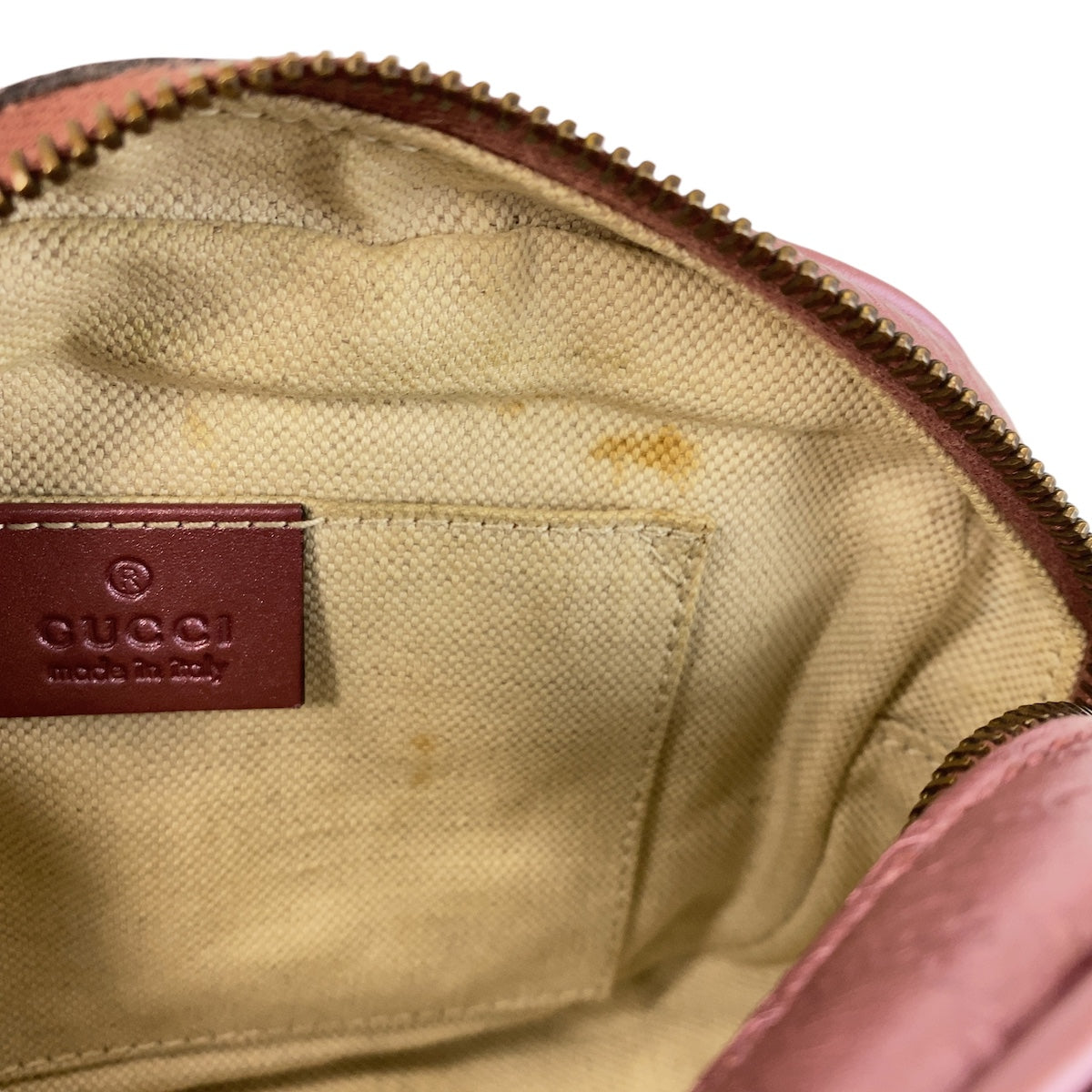 14476
GUCCI グッチ マイクログッチシマ メタリックピンク ゴールド金具 レザー 309538 斜め掛け ショルダーバッグ ポシェット  レディース