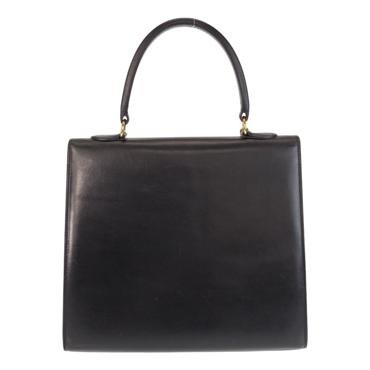 CELINE セリーヌ ヴィンテージ ガンチーニ ブラック 黒 ゴールド金具 レザー ハンドバッグ  レディース
