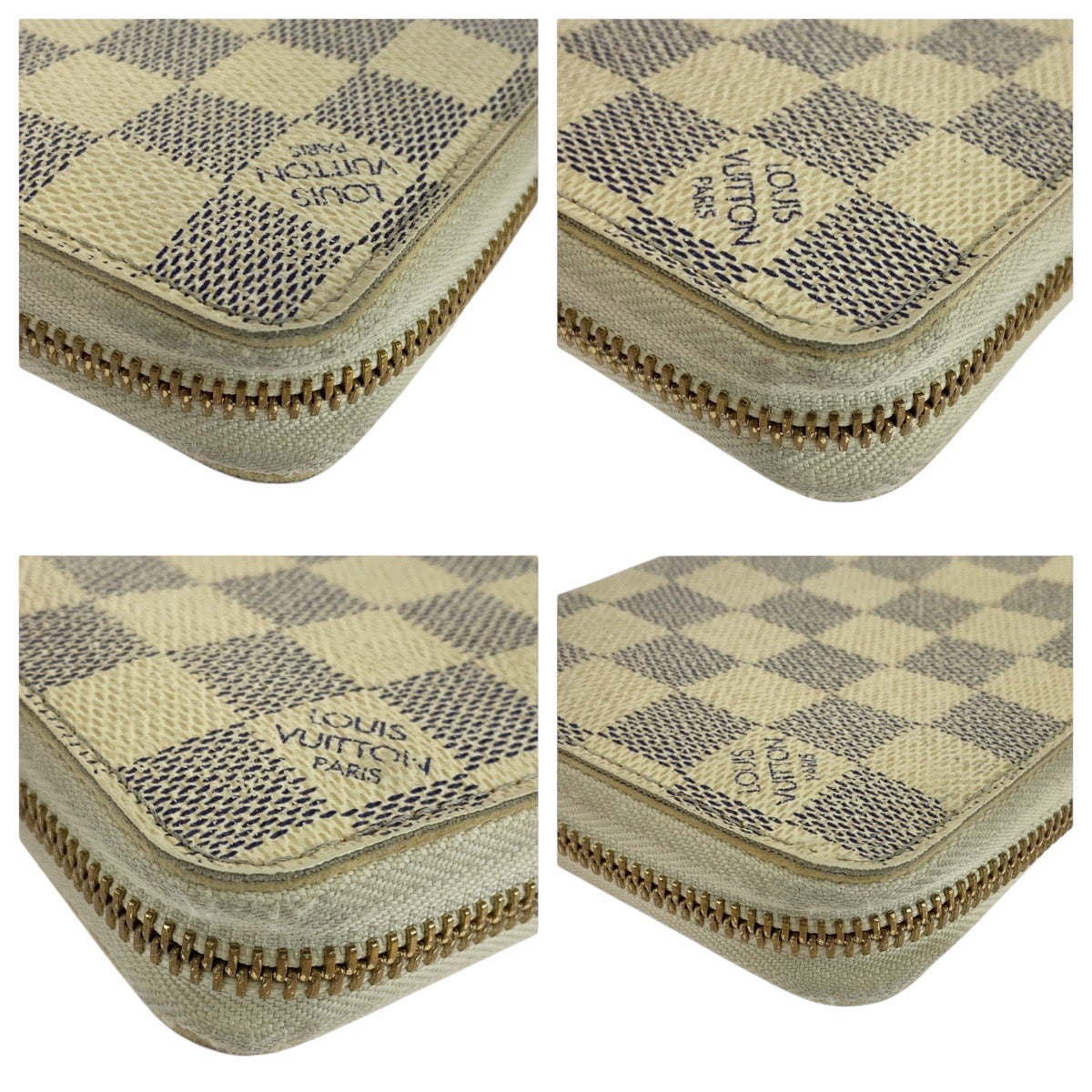 13965
LOUIS VUITTON ルイヴィトン ダミエ アズール ジッピーウォレット アイボリー シルバー金具 PVC N60019 長財布 ロングウォレット  レディース