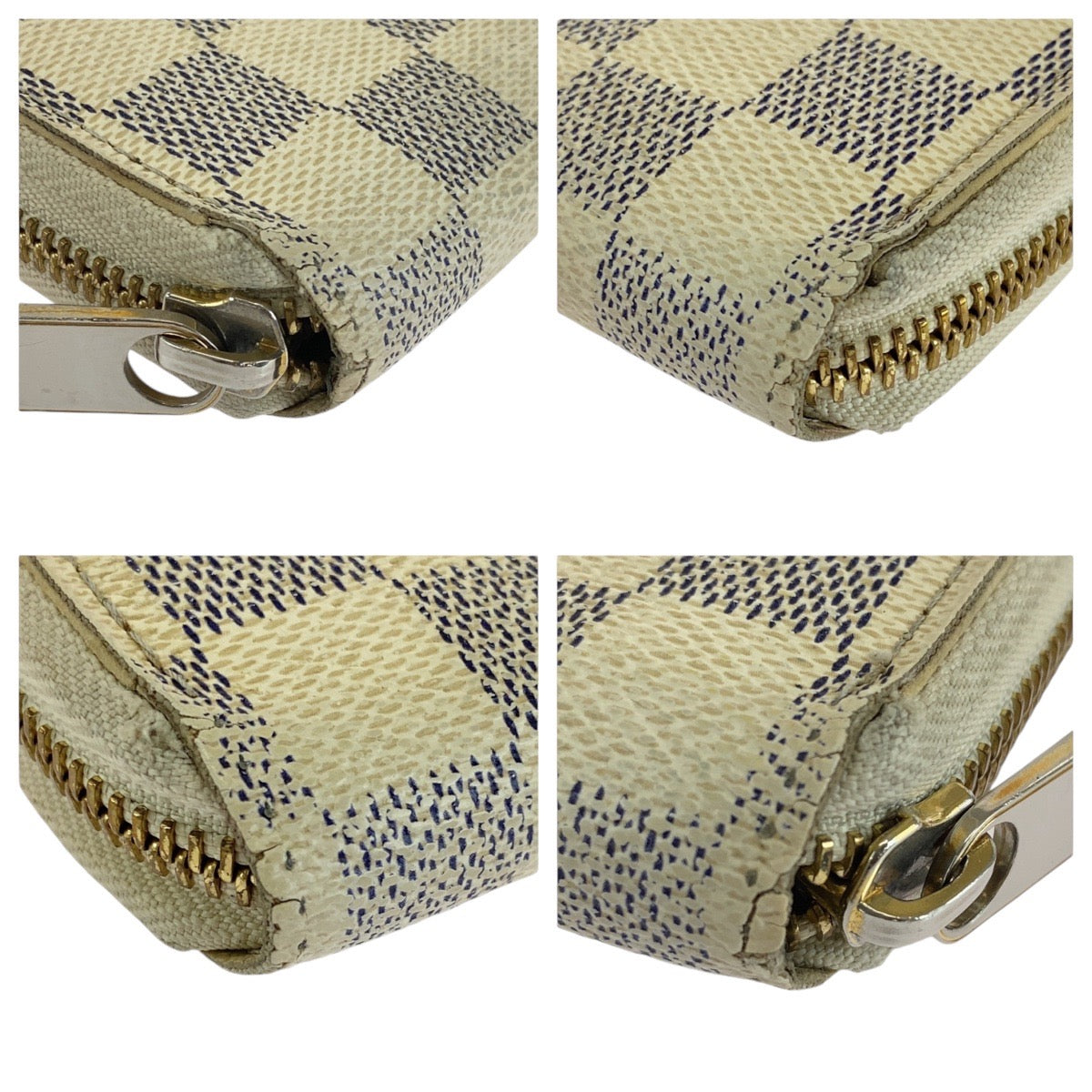 13965
LOUIS VUITTON ルイヴィトン ダミエ アズール ジッピーウォレット アイボリー シルバー金具 PVC N60019 長財布 ロングウォレット  レディース